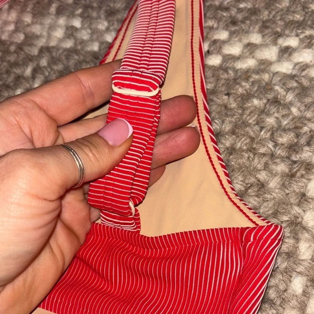 Zulu & Zephyr Signature Stripe Bikini One Piece in the color "Chilli Red - Picture 6 of 7